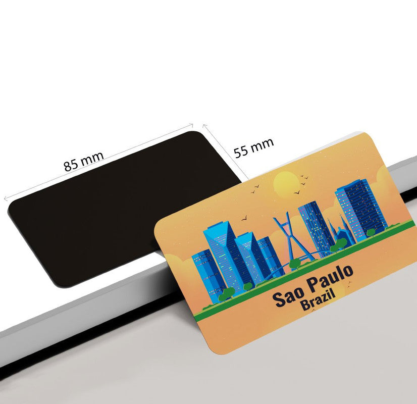 dhcrafts Rectangular Rubber Fridge Magnet / Magnetic Card Orange Brazil Sao Paulo Design Pack of 1 (8.6cm x 5.4cm)